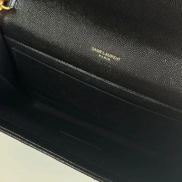 Yves Saint Laurent Black Quilted Clutch with Gold Logo - Picture 7 of 8